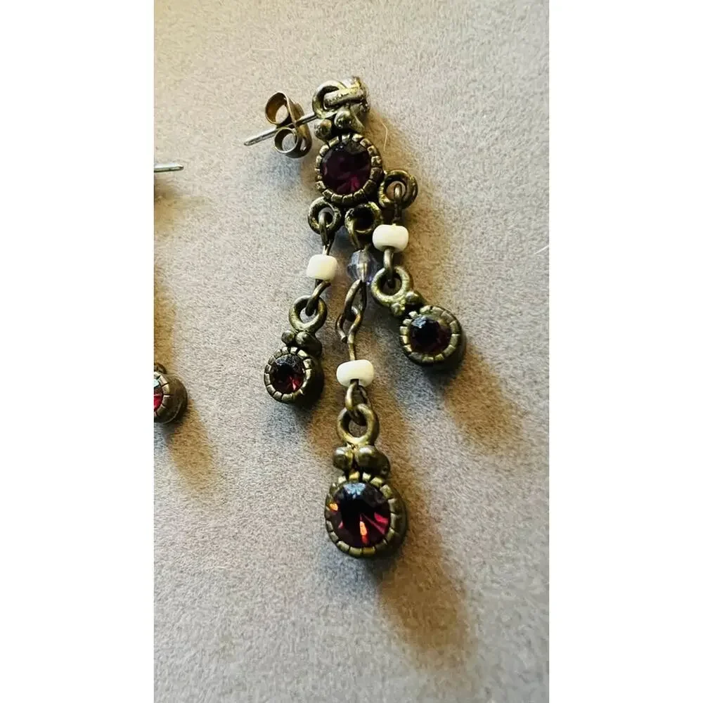 Vintage-Style Purple Rhinestone Chandelier Earrings